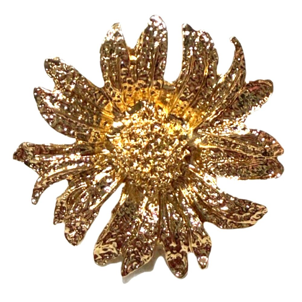 Gold Tone Flower Statement Ring Large Floral Fashion Ring New